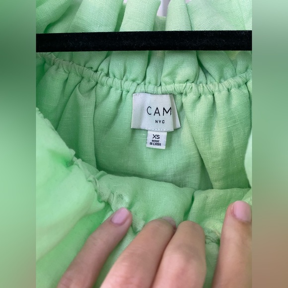 Cala Off-The-Shoulder Linen Top - Neo Mint - Picture 4 of 6